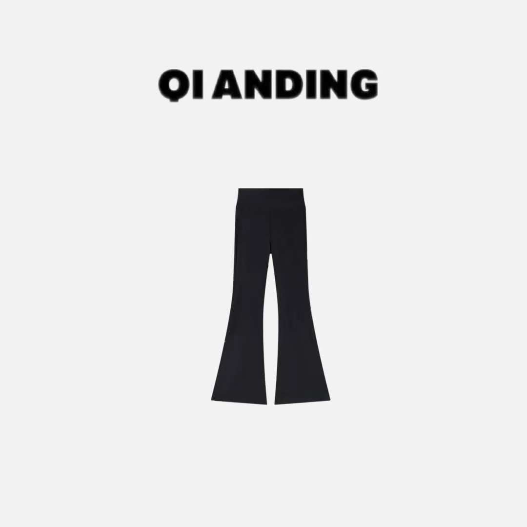 【QIANDING】 简约“超模裤”休闲微喇修身加绒马蹄裤A25080