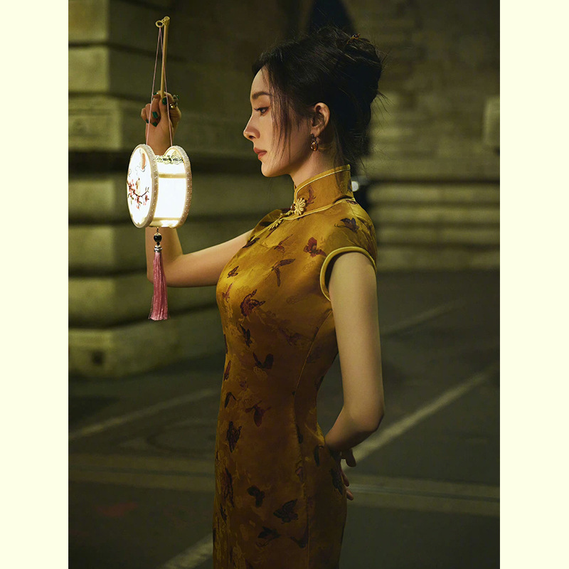 杨幂同款旗袍裙新中式国风复古气质高级感无袖连衣裙女2025