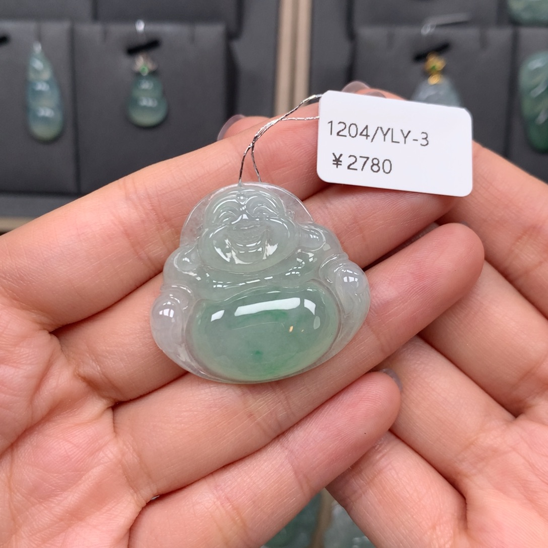 天然翡翠佛公吊坠尺寸31*33.9*6.4