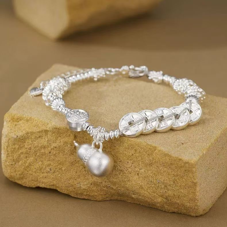 999.9银五帝钱葫芦吉言锦鲤扣盘缠手链