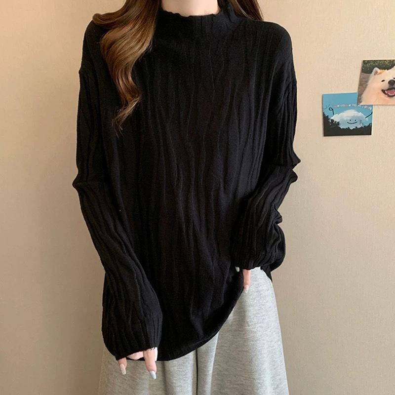  8803树皮纹胖MM大码女装打底针织衫2025新款内搭毛衣3