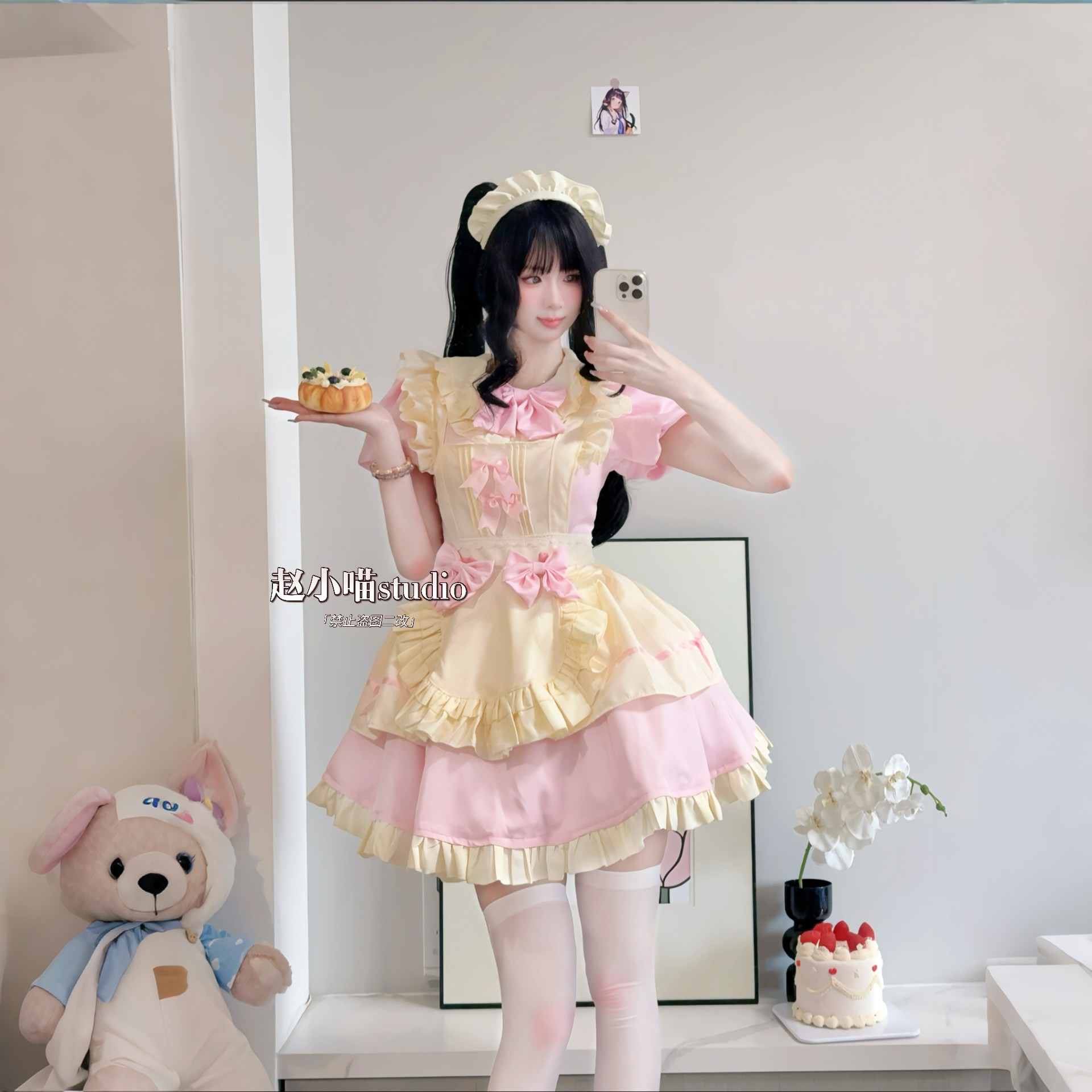首发粉色【心动娃娃】日系甜美女仆cos女仆装蓬蓬裙萝莉jk套装辣妹