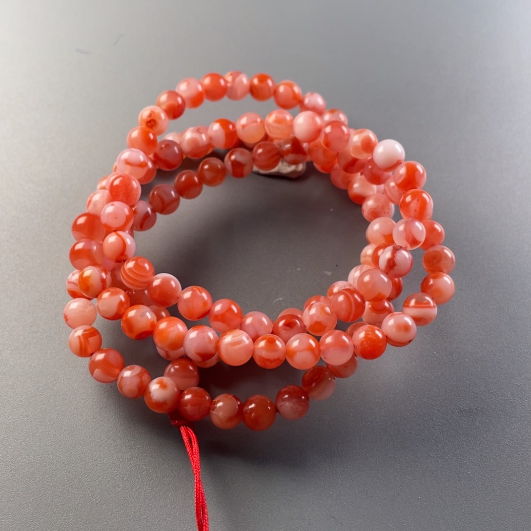 南红玛瑙天然原矿杨柳冷水河花珠6+多圈未镶嵌