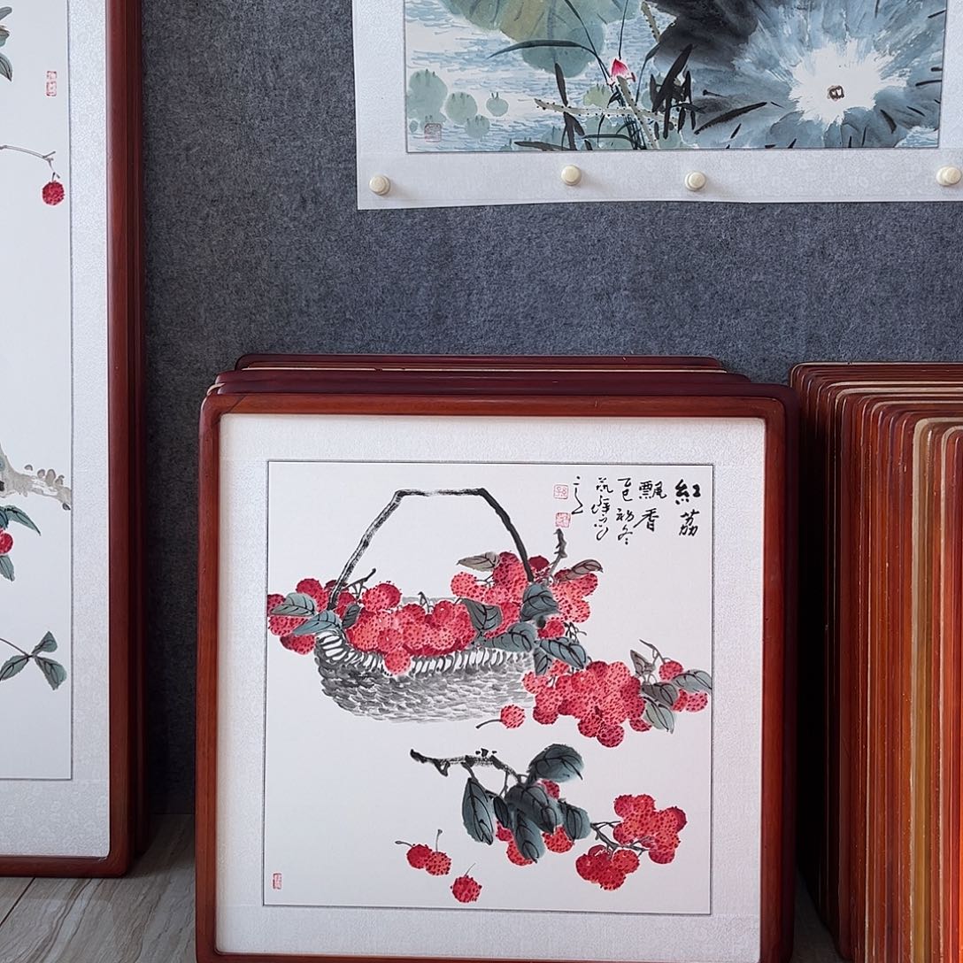 国画书画作品带框63×63