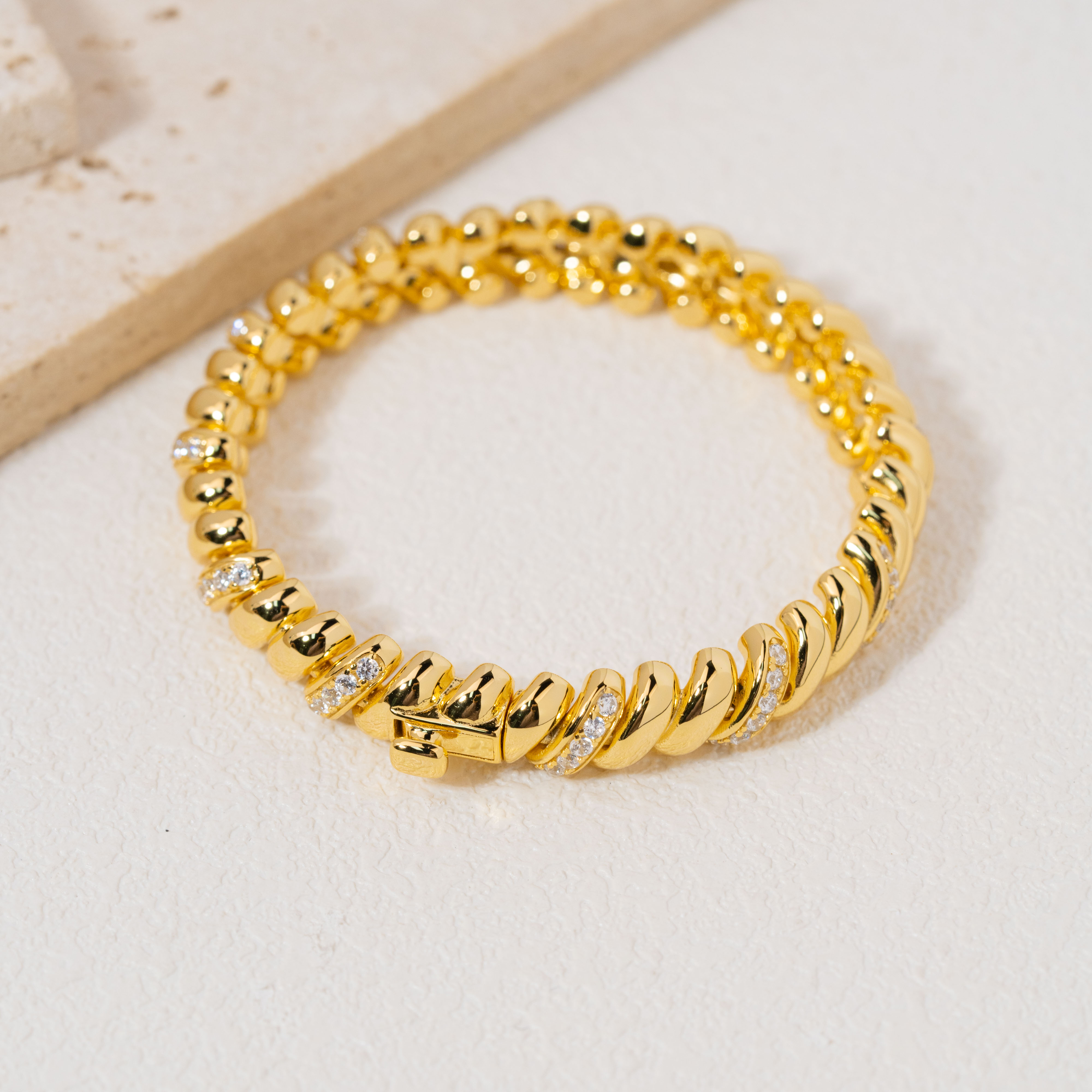 925银手链 麻花间钻古巴手链925（多样性发其一）