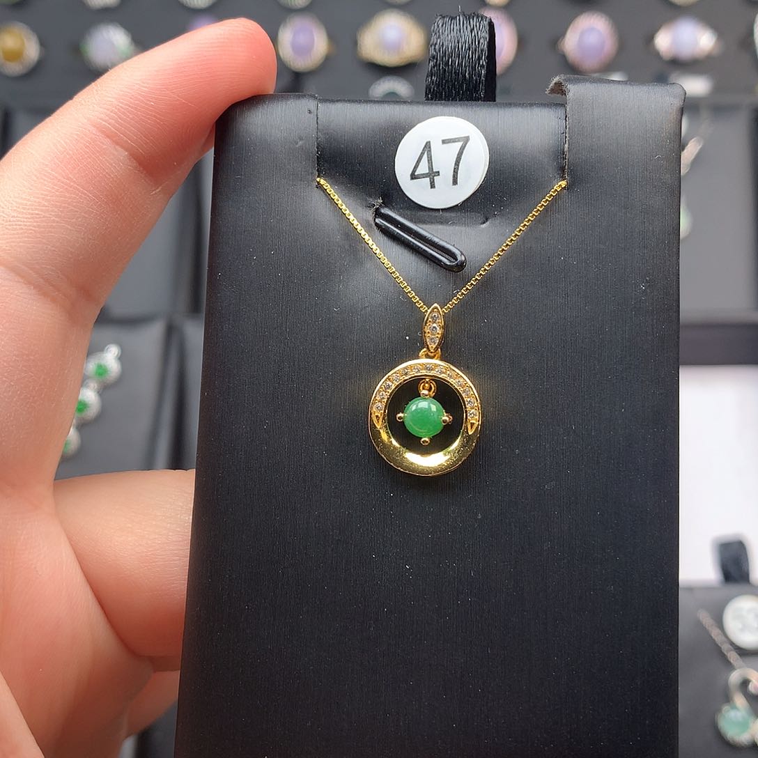 翡翠颈饰银S925镶嵌项链925