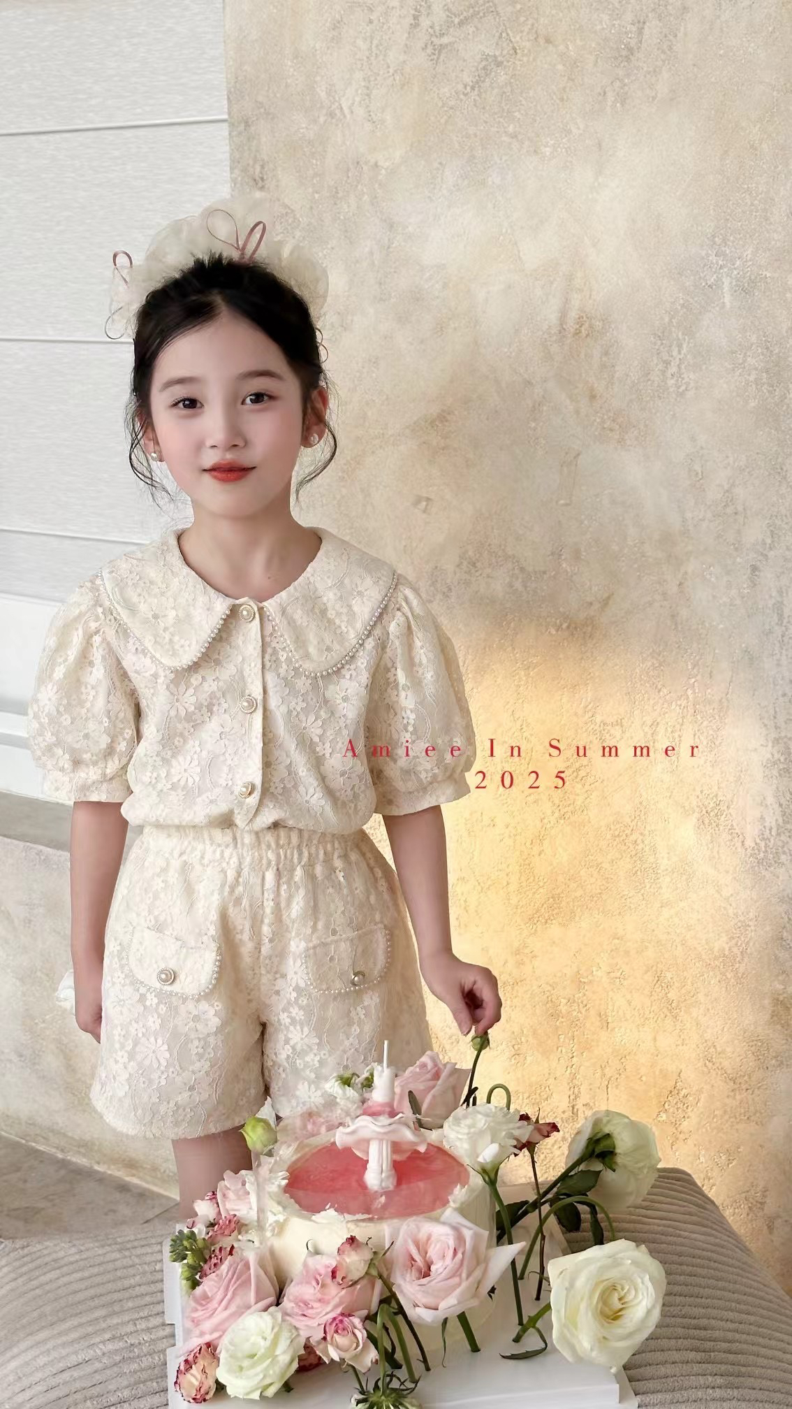 2025年新款小香风蕾丝翻领套装