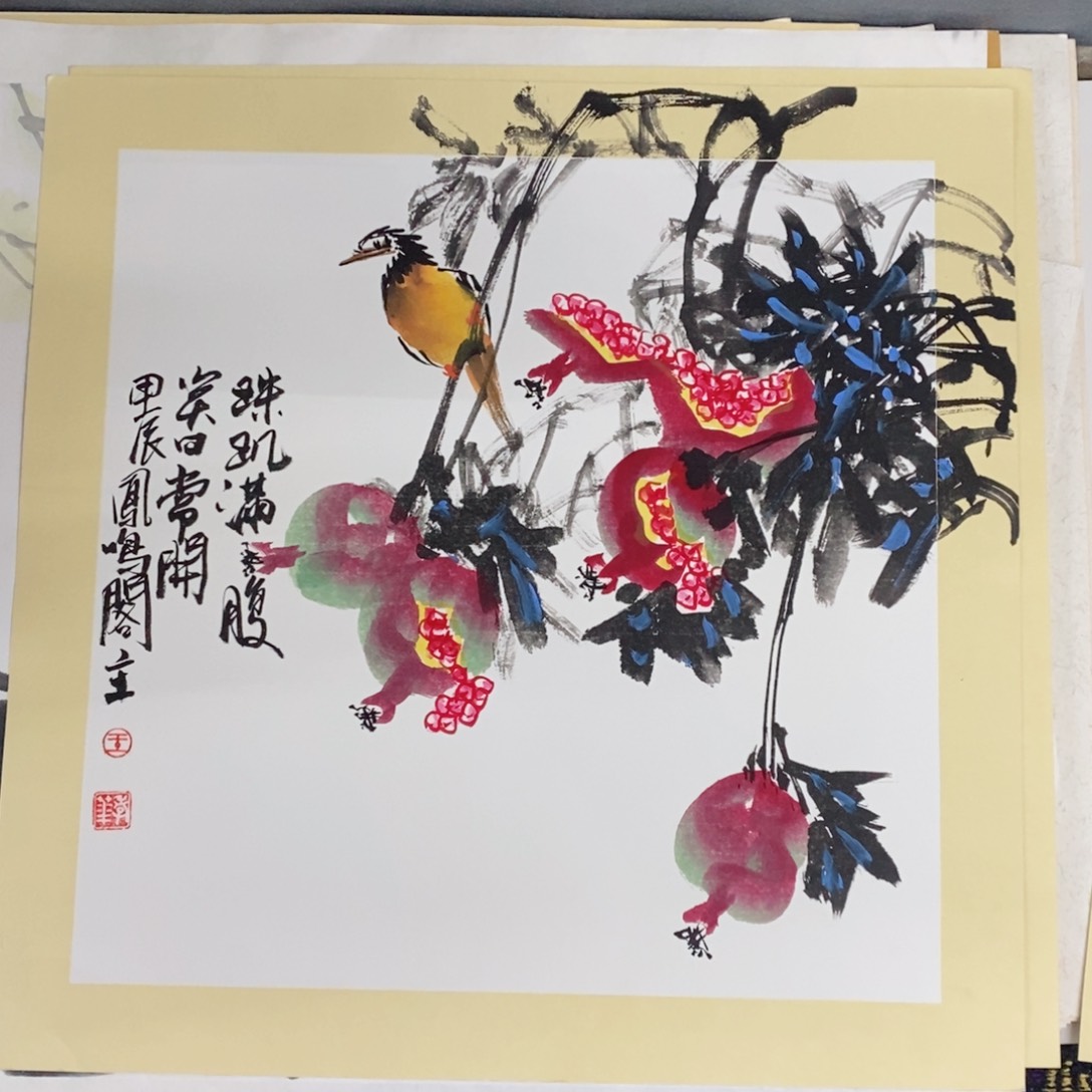 国画国画花鸟斗方卡纸 王孝华 琪
