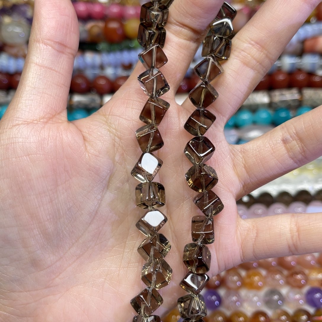 玛瑙/玉髓散珠天然茶晶卡10长条38厘米