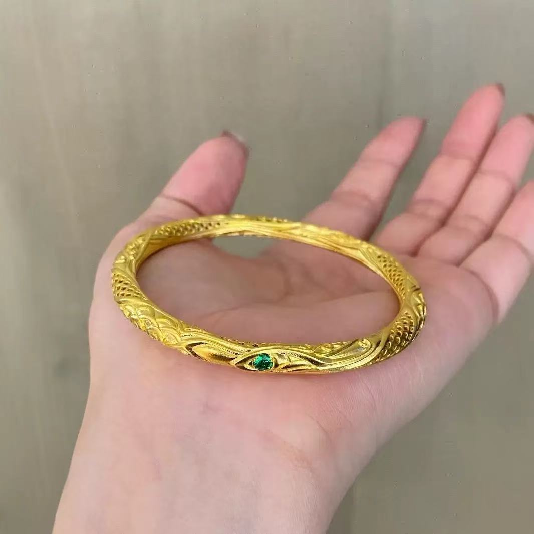 足银银制品 P41乾坤圈珐琅工艺手镯闭口款
