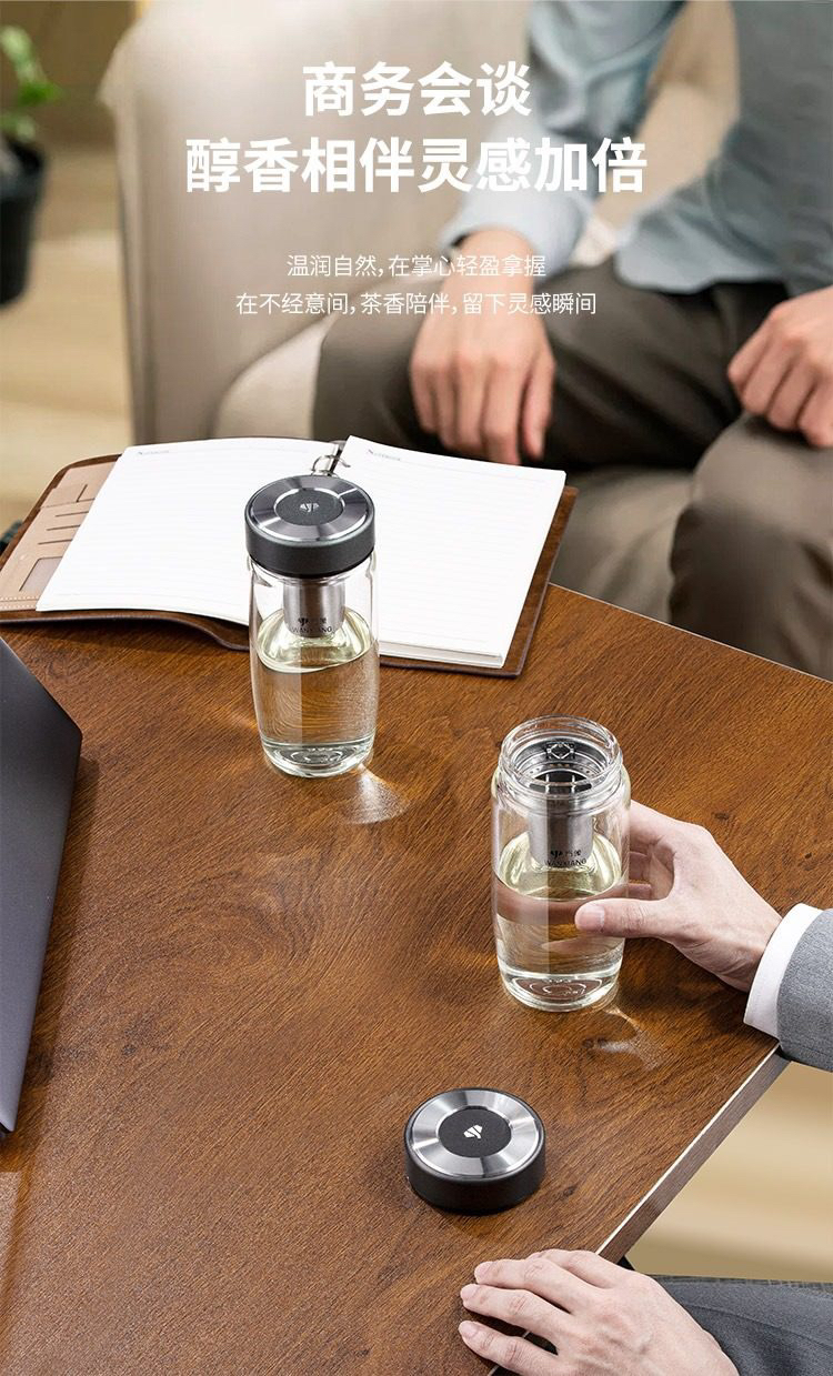 万象玻璃杯单层经典鹅蛋加厚带盖办公茶杯喝水杯子家用泡茶杯U393