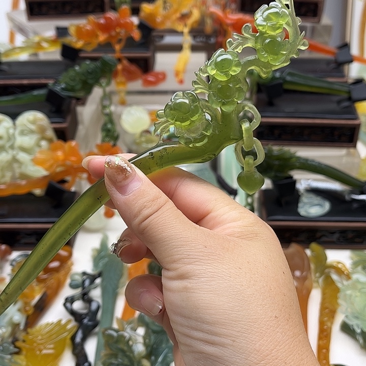 蛇纹石玉岫玉发簪未镶嵌