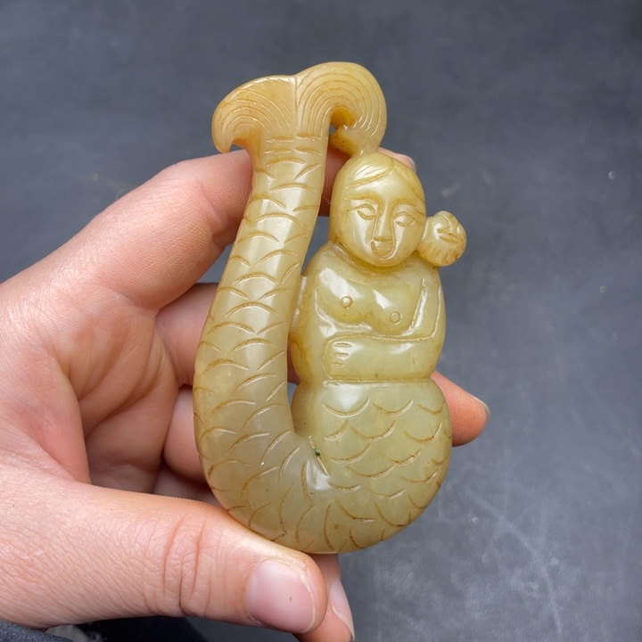 白玉菩提把件摆件