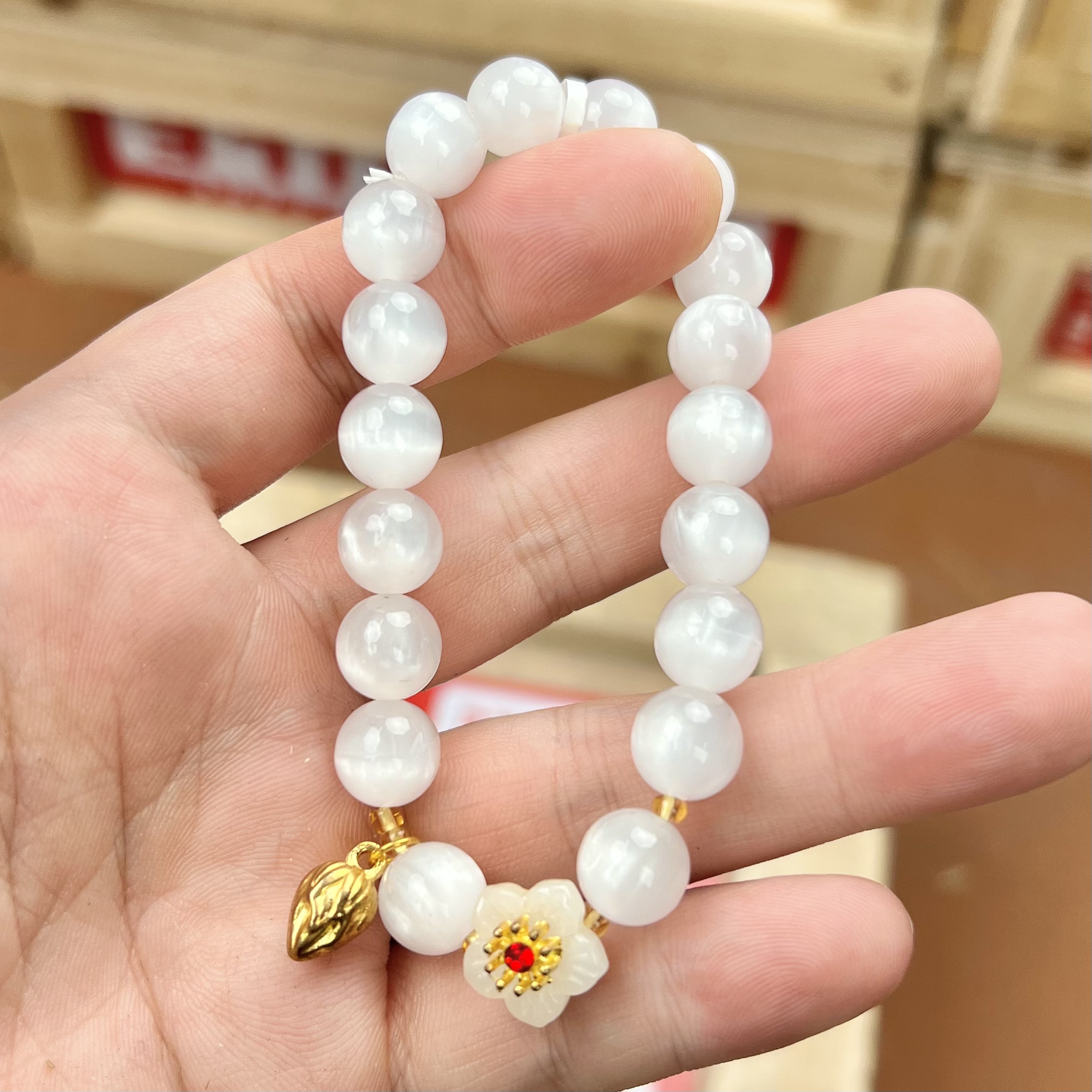 树脂手链 树脂手链  粉云母桃花单圈S1072 无礼盒