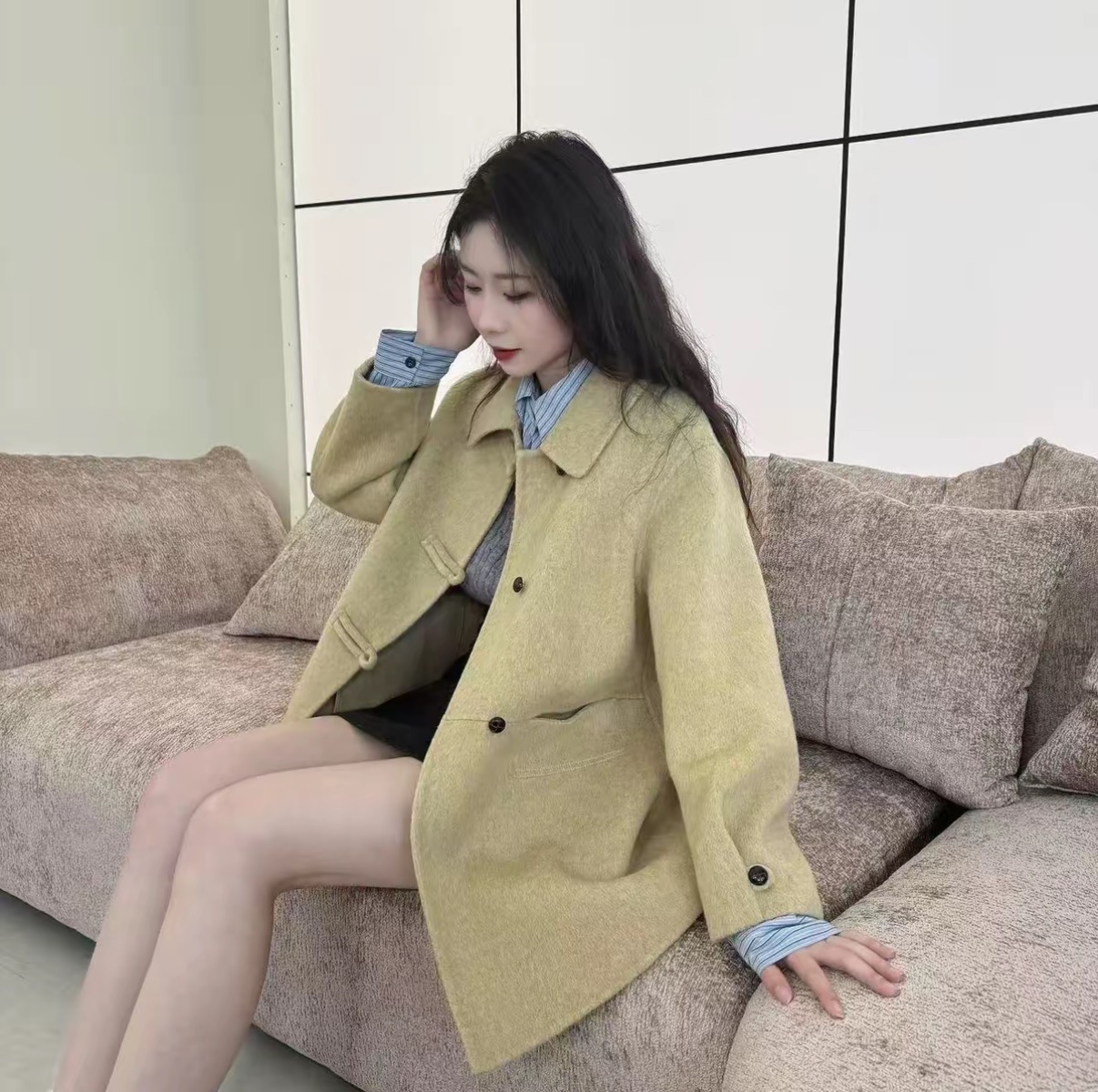 2025秋冬新款韩版百搭小个子定制简约时尚经双面羊毛大衣31415