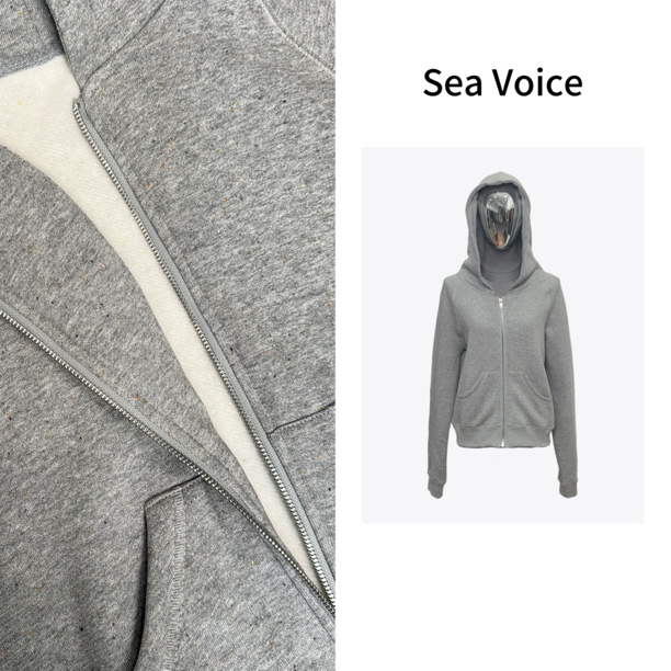 【Sea Voice】气质花纱灰软糯舒适百搭连帽保暖外套5629B
