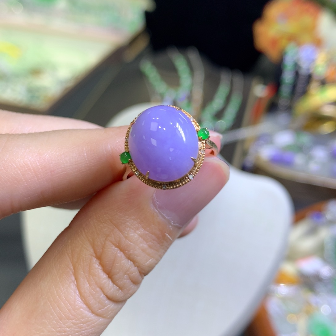 翡翠18K金镶嵌颈饰翡翠吊坠项链