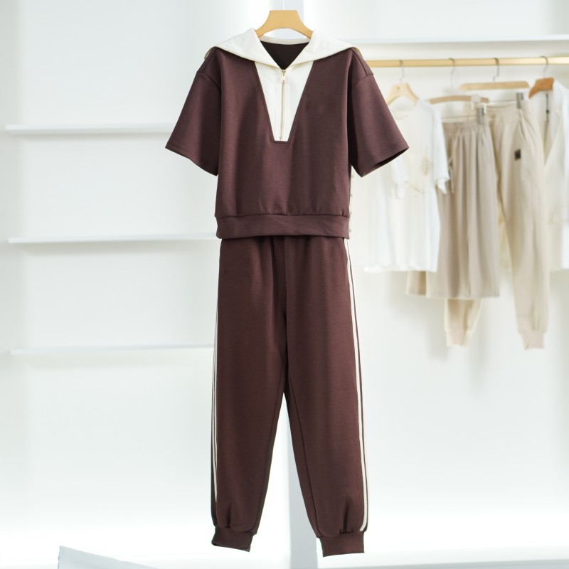 【小黑南油】E480  女装春夏时尚休闲运动套装咖色22115