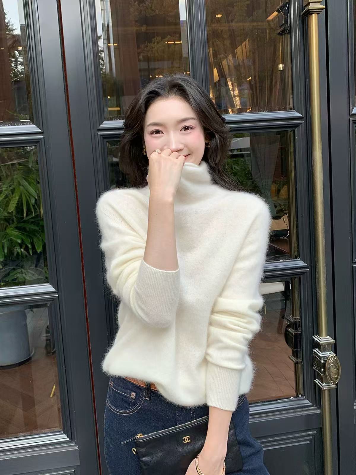 【鑫绒毛衣】秋冬羊绒衫加厚针织厚款百搭堆堆领高领毛Y777-A180