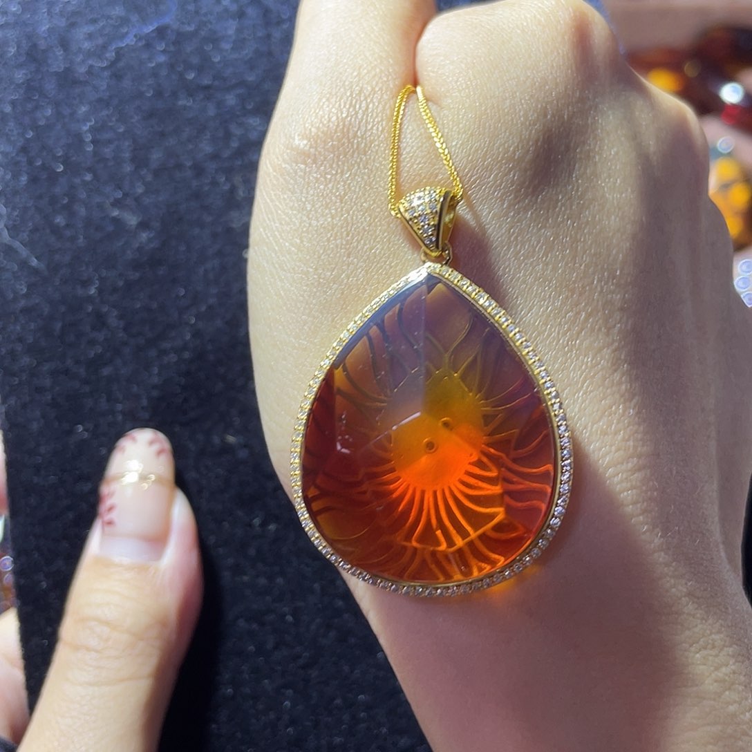 蓝珀珠宝奇石银S925镶嵌