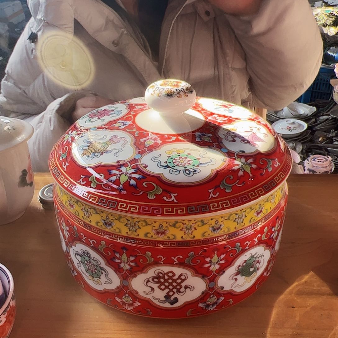 摆件陶景德镇陶瓷八宝纹罐