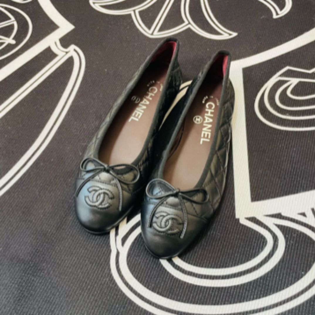 Chanel香奈儿/经典双c蝴蝶结芭蕾舞平底鞋 34.5码全新全套YSC0007