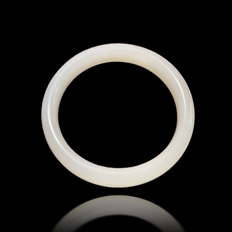 【A05】和田玉白玉手镯 小圈口 52（标签损毁不退换）