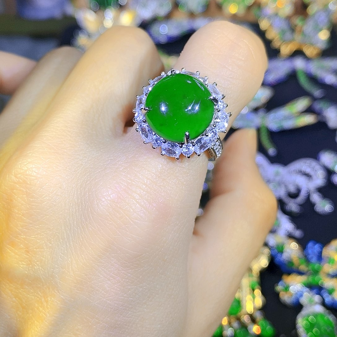 吊坠(不含链)银S925镶嵌翡翠