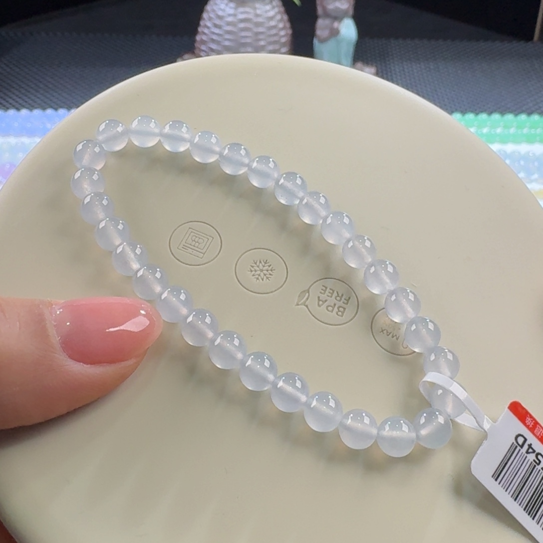 翡翠手链未镶嵌高冰白月光单圈6mm