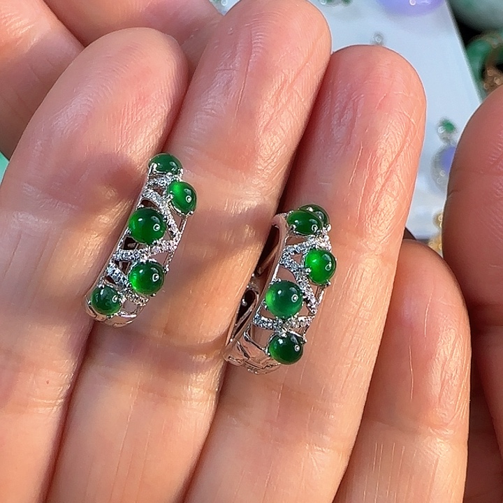 翡翠耳饰18K金镶嵌耳扣