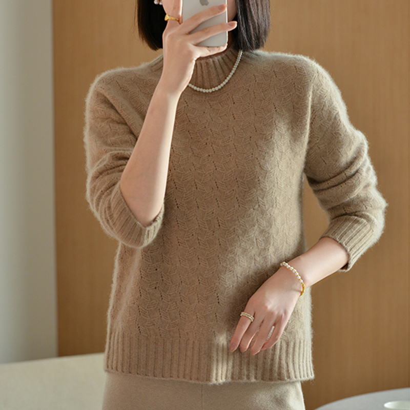 【价格已开】重磅加厚100%纯羊毛衫女秋冬新款半高领针织打底衫毛衣