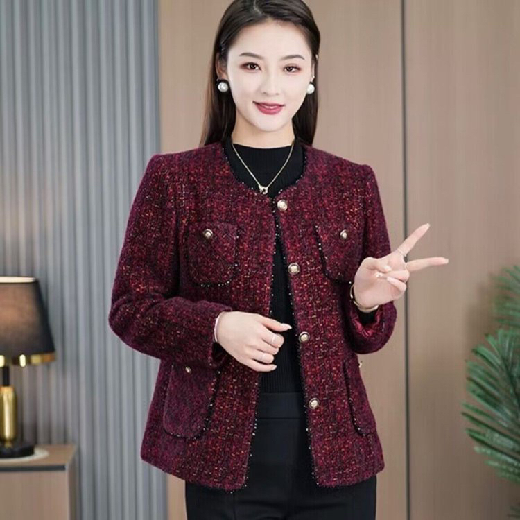 小香风外套春秋妈妈装洋气显瘦短款气质上衣中老年百搭名媛