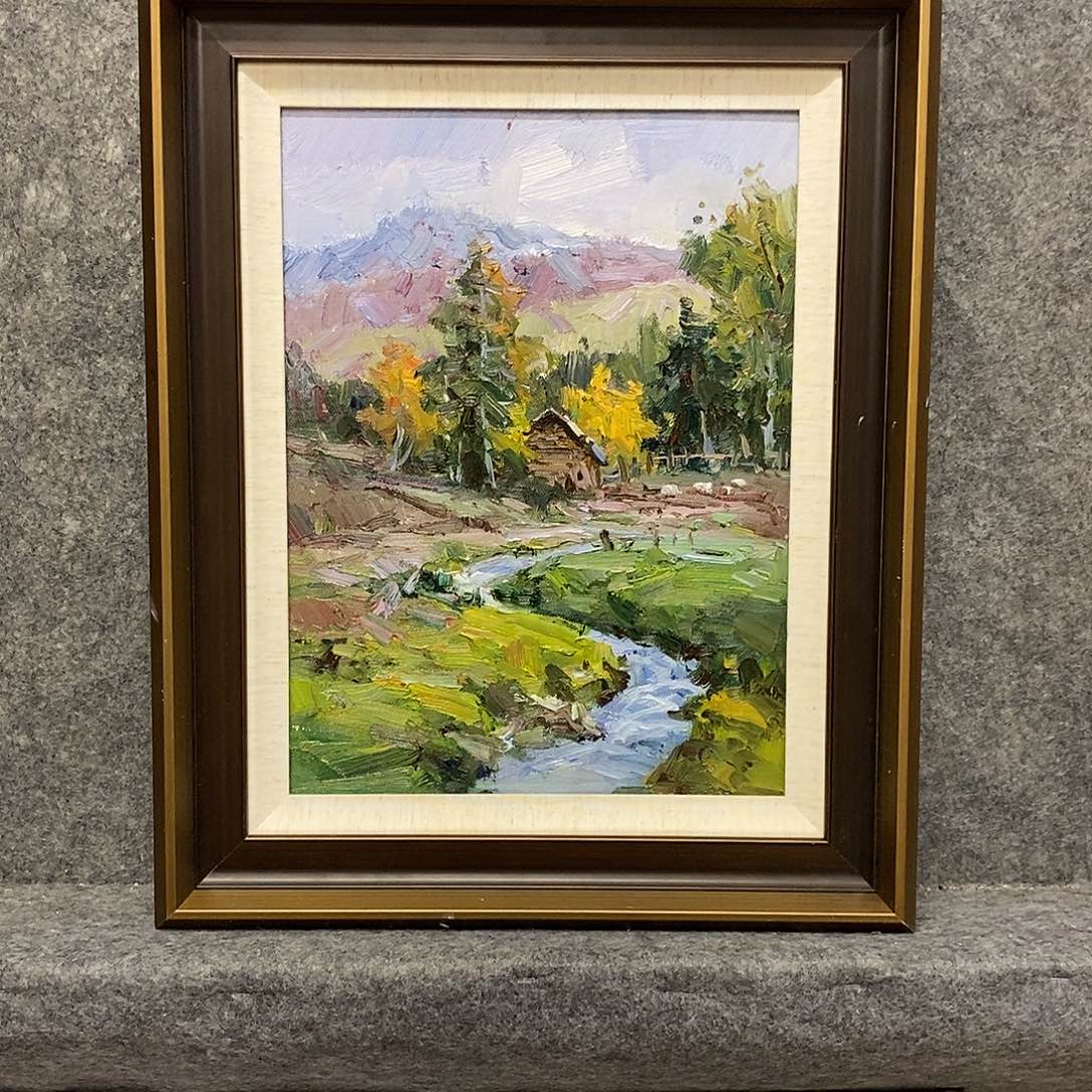 辽***墨油画带外框画芯尺寸40x30cm