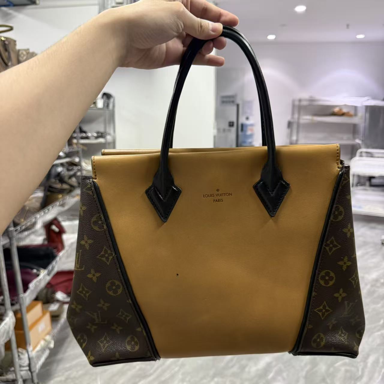 95新 LouisVuitton/路易威登 【安则专属】老花拼黄托特包