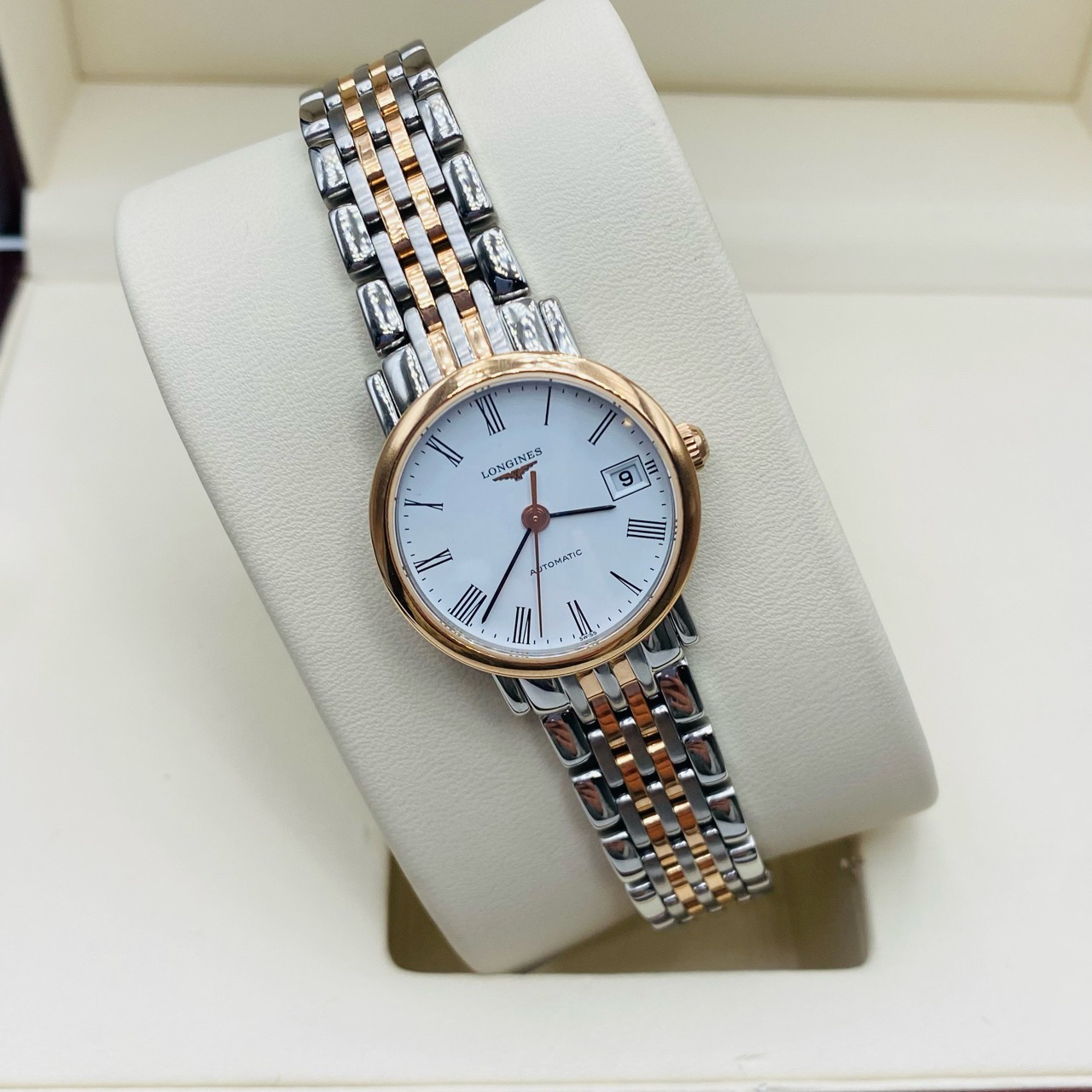 99新 Longines/浪琴 浪琴博雅309表径25.5精钢/18k玫瑰金材质全套