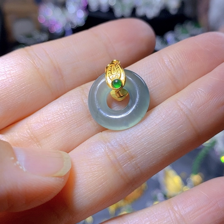翡翠戒指银S925镶嵌天然翡翠