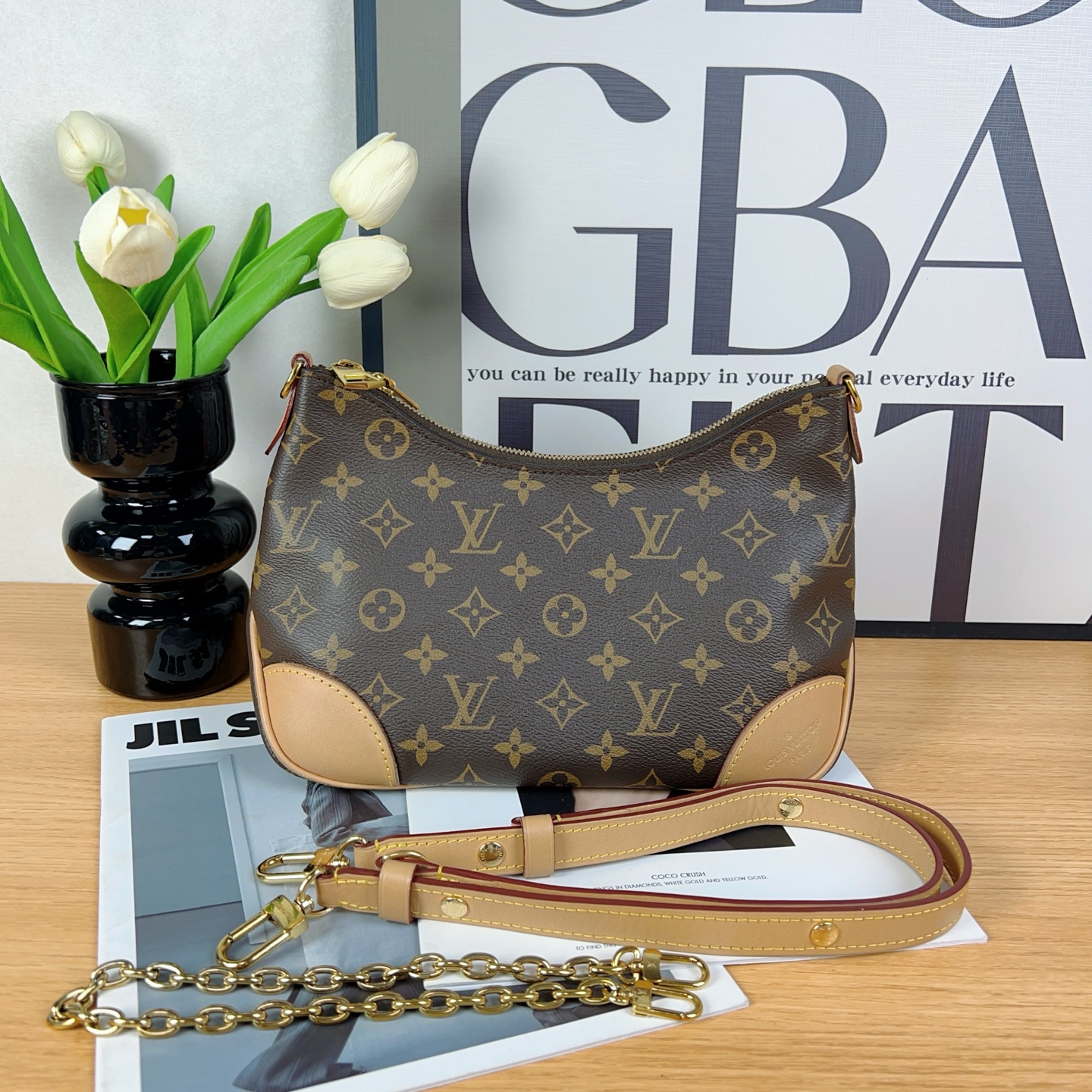 99新 LOUIS VUITTON PARIS 黄牛角 芯片款单肩肩包