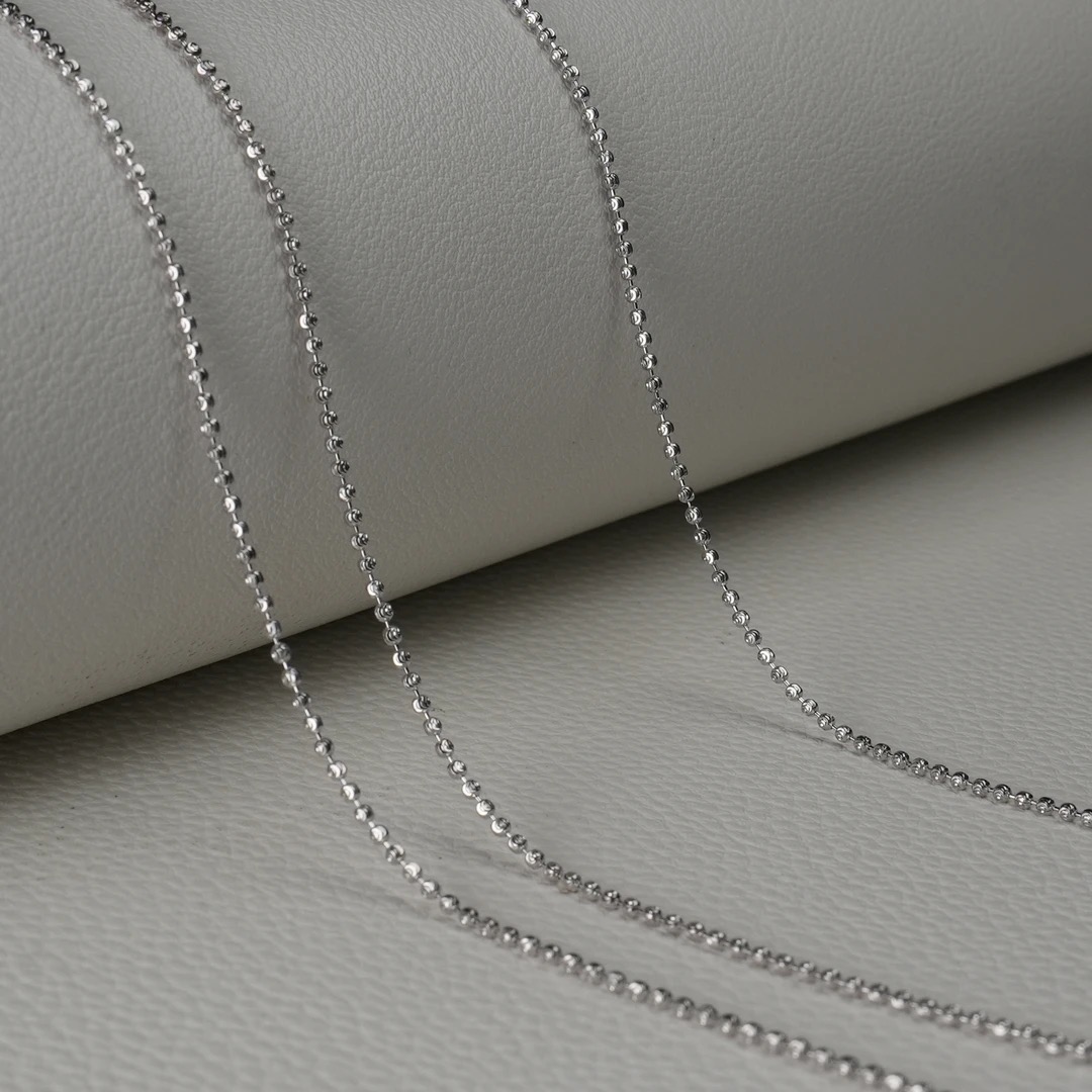 链子925银 意大利工艺万能调节月光珠珠百搭链   ID：2423