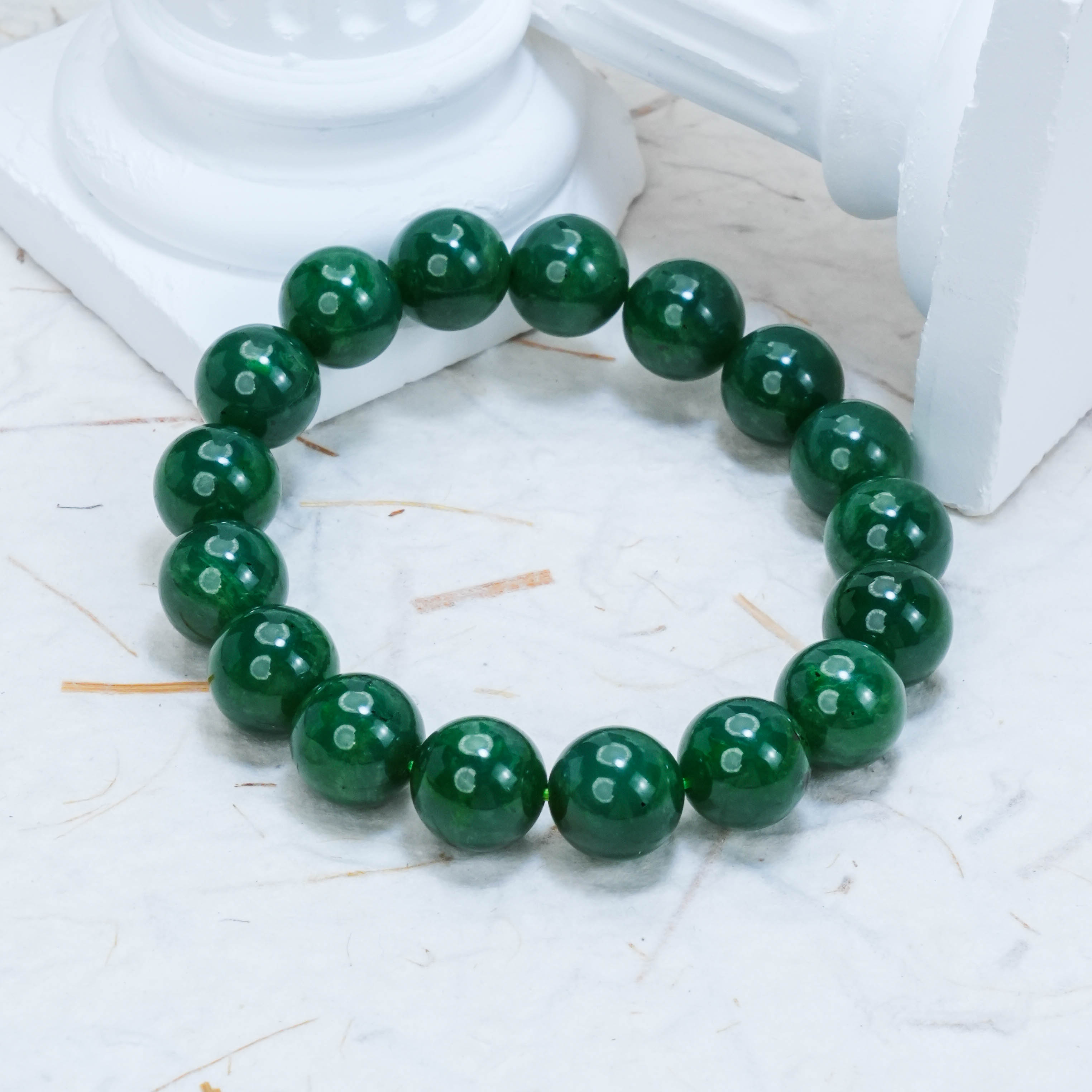 SC-074 天然和田玉碧玉手串 微矿点 主石约12mm 多样性发其一