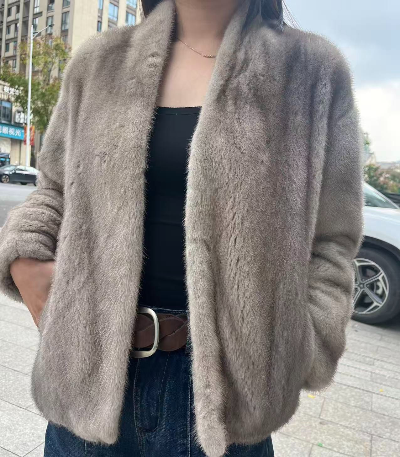 进口整貂水貂母貂皮大衣女皮草外套孤品微瑕