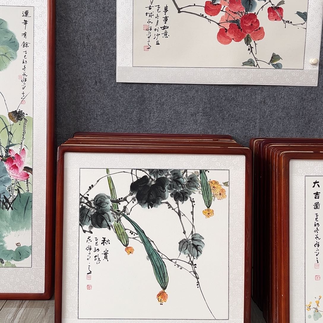 国画书画作品带框63×63