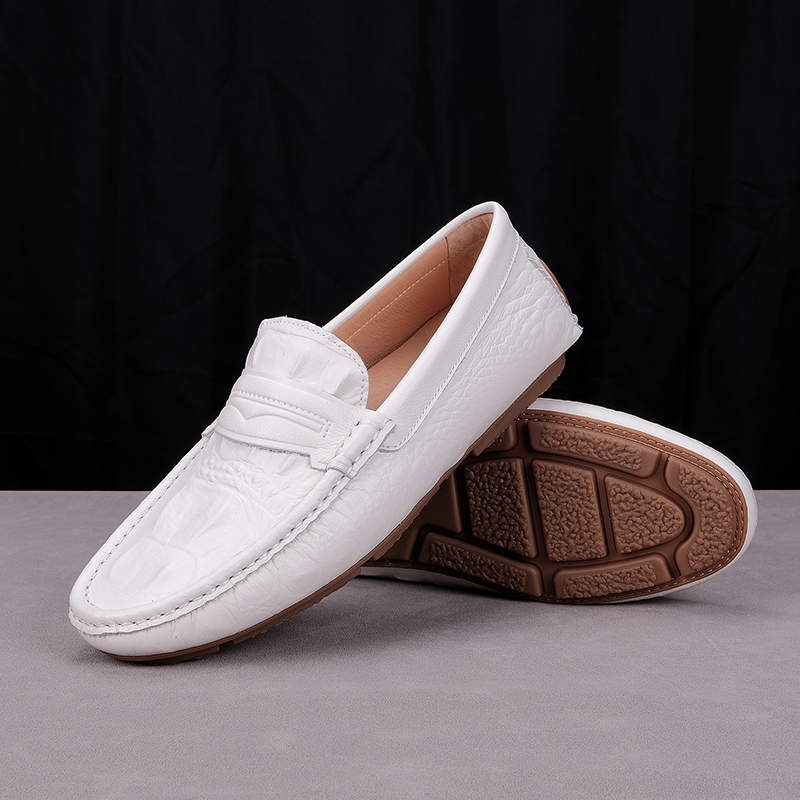 jedenhow/杰登豪鳄鱼纹压花真皮豆豆鞋男鞋英伦时尚休闲乐福鞋