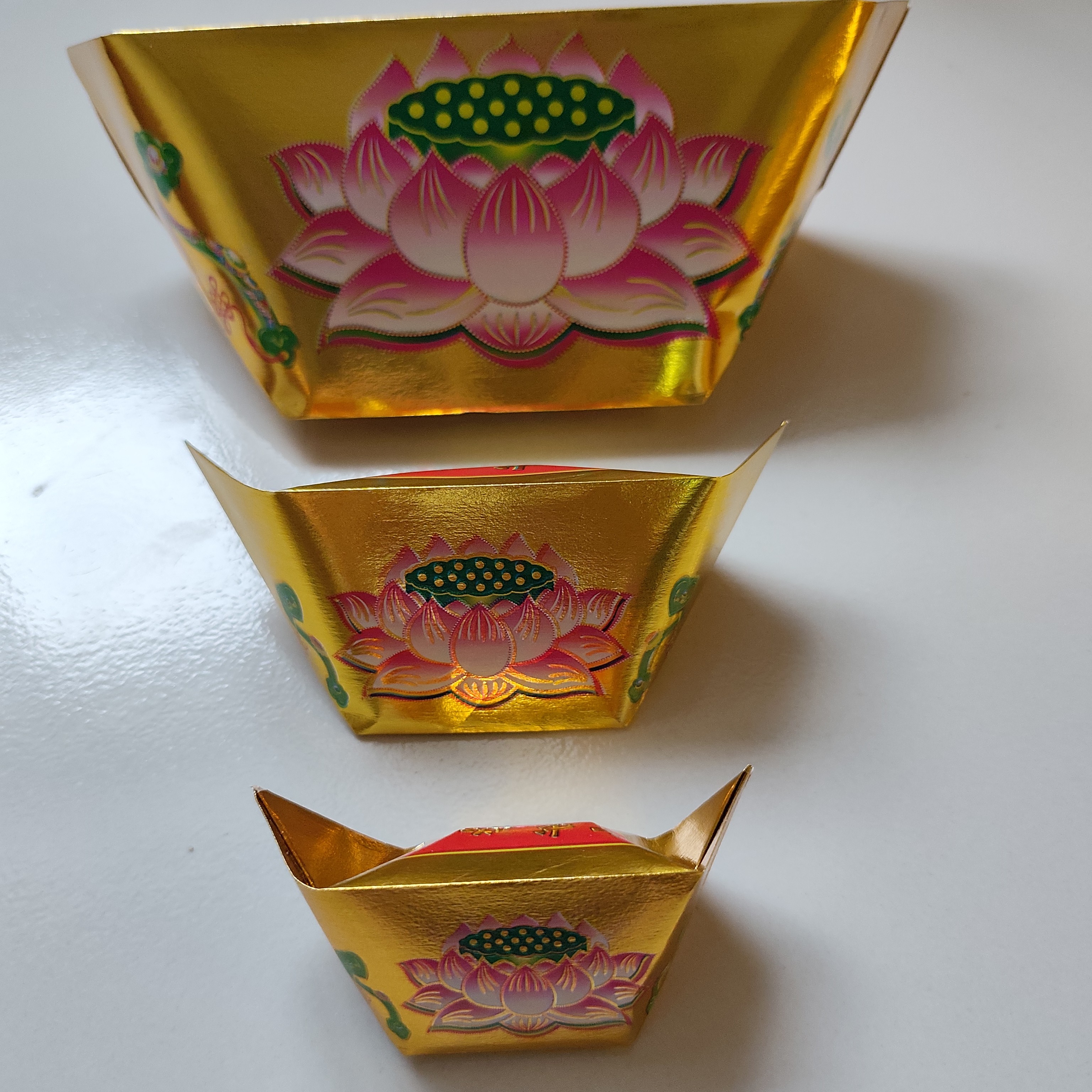 莲花图案祈福金元宝加厚款半成品规格28/31～16/19～12/15有求必应