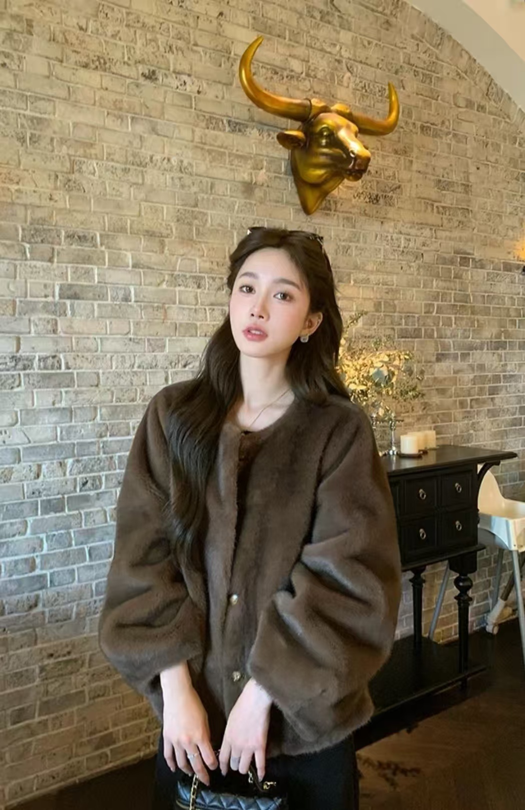 人造皮草 （非链接图）091-100厚款短外套短款女装ins 孤品尾货