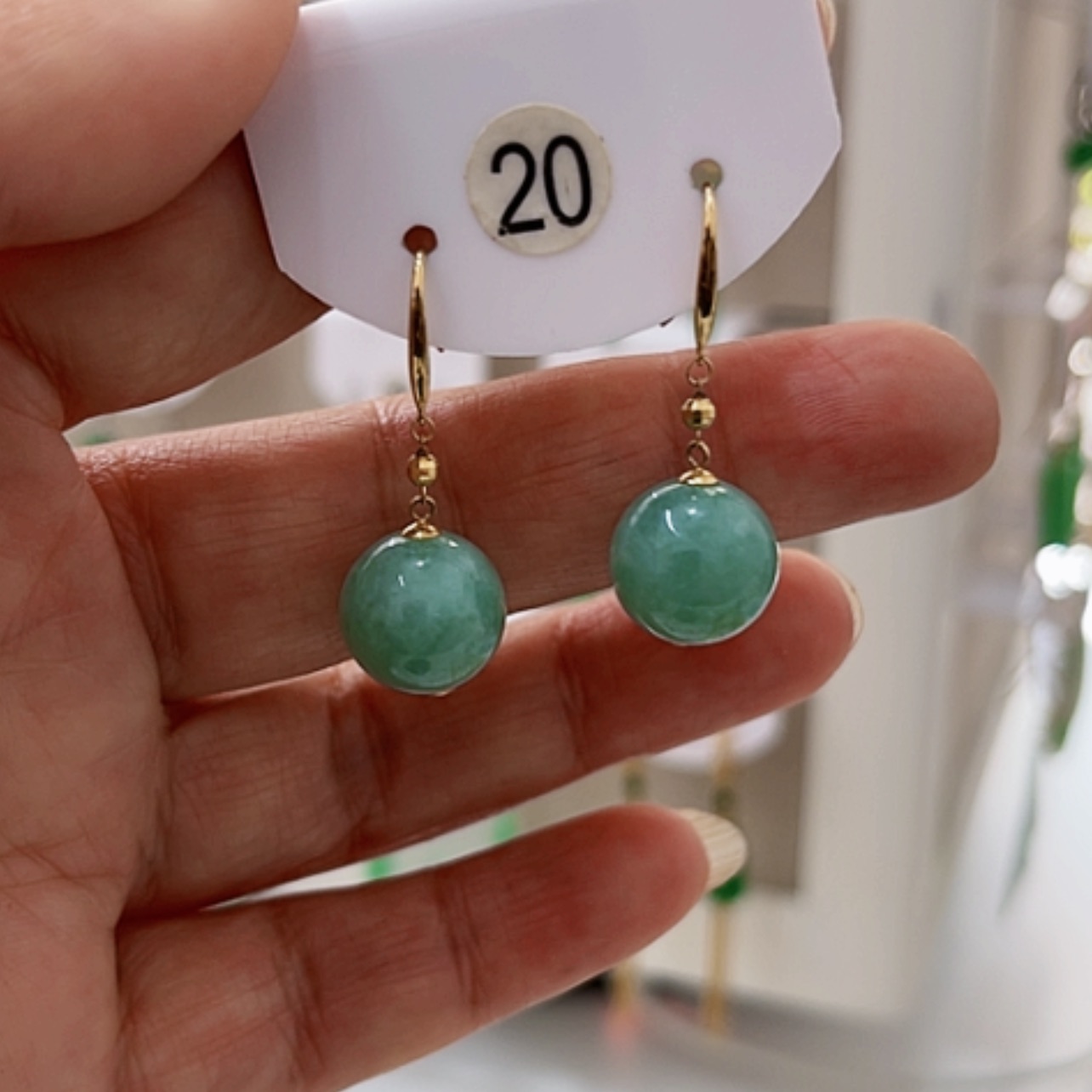 【闪购商品】翡翠耳饰18K金镶嵌翡翠耳坠