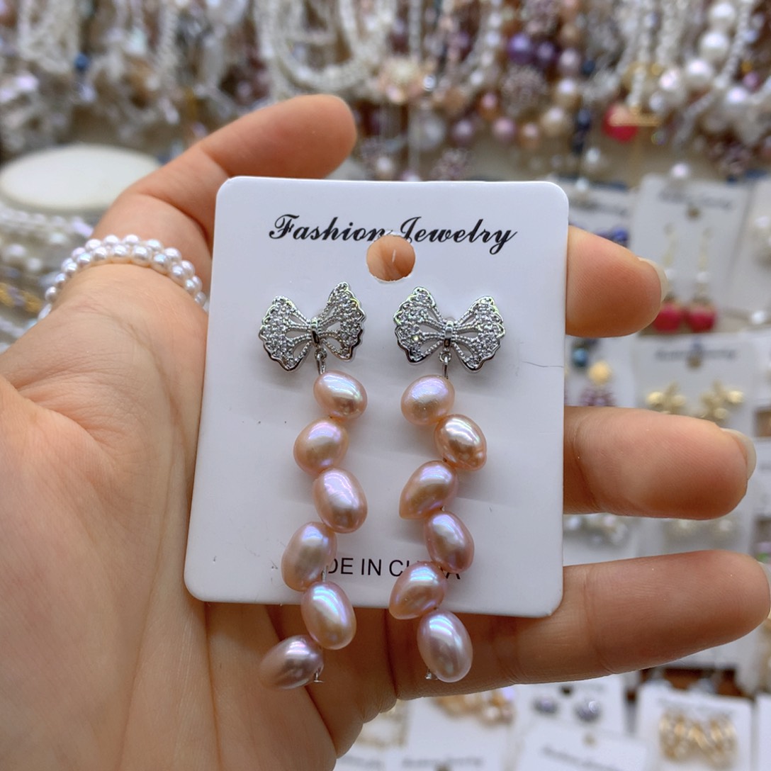 合金淡水珍珠耳饰