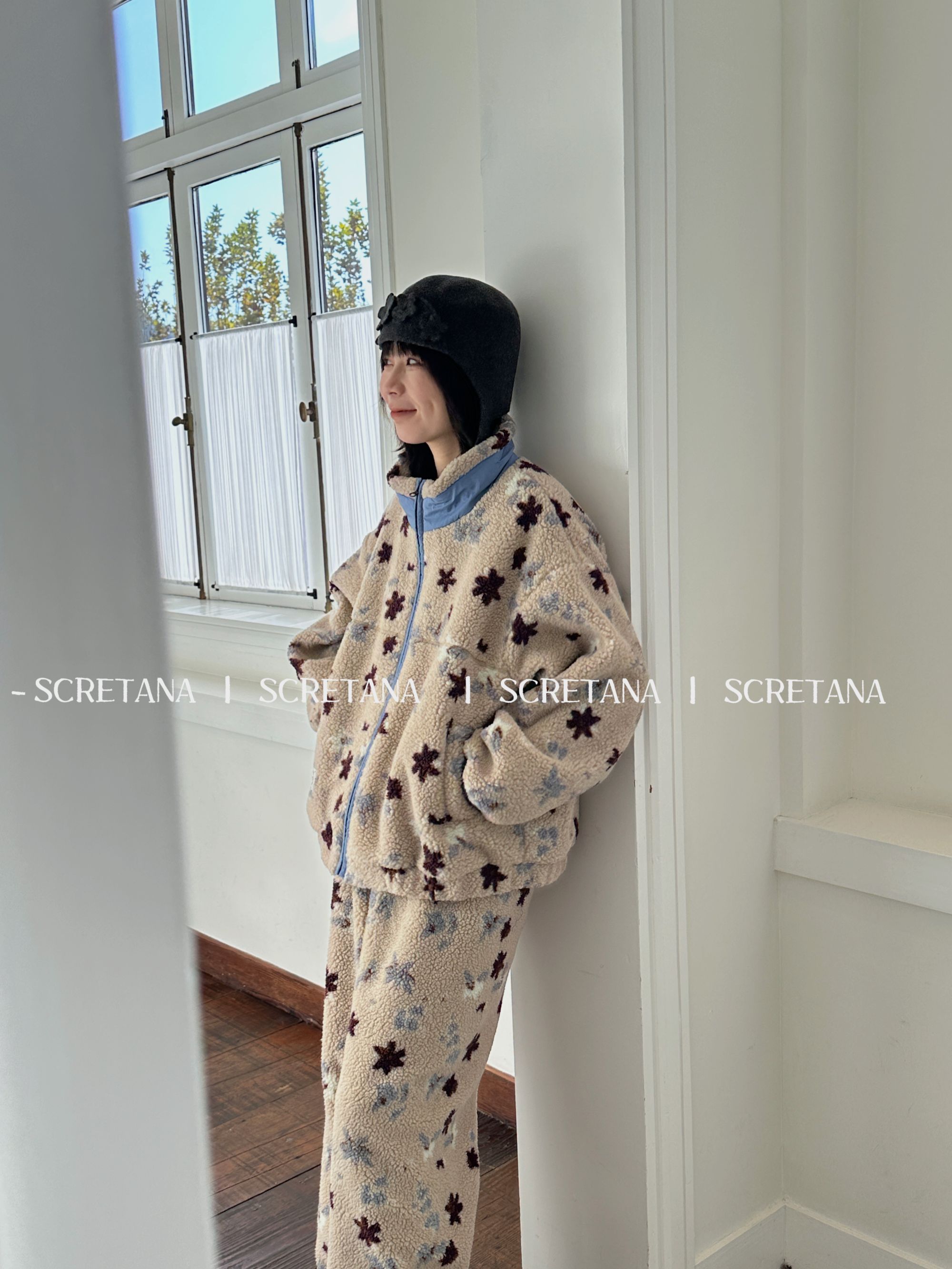 SCRETANA/安娜的秘密元海星加绒加厚休闲简约风家居服套装