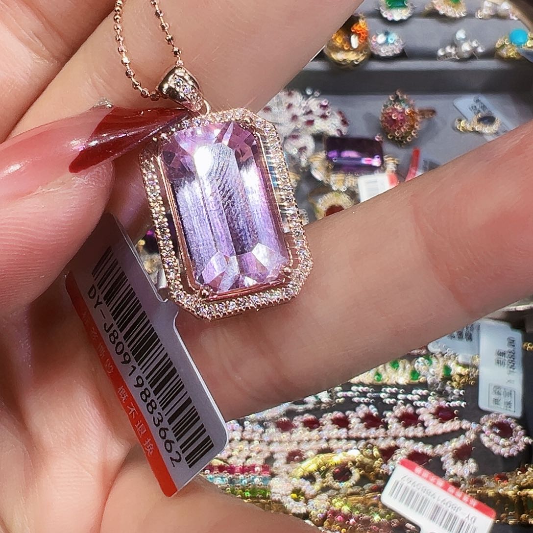 银S925镶嵌锂辉石吊坠