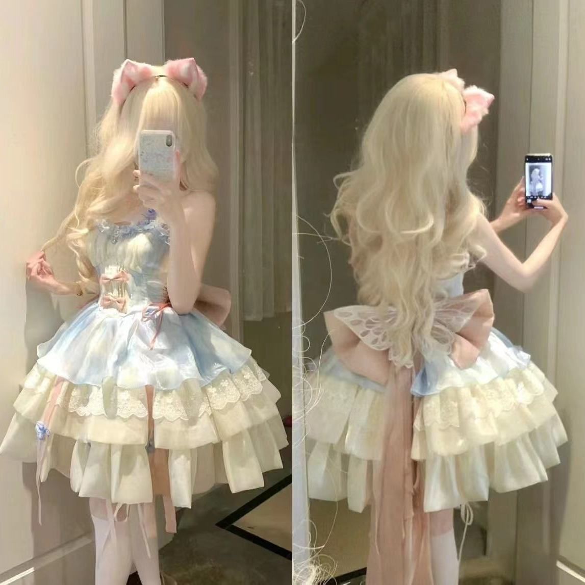 桔梗HOUSE爱神之约原创lolita公主风特纯欲风挂脖吊带裙