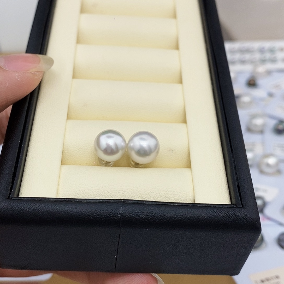 S***o海水珍珠颈饰未镶嵌10-11澳白对珠